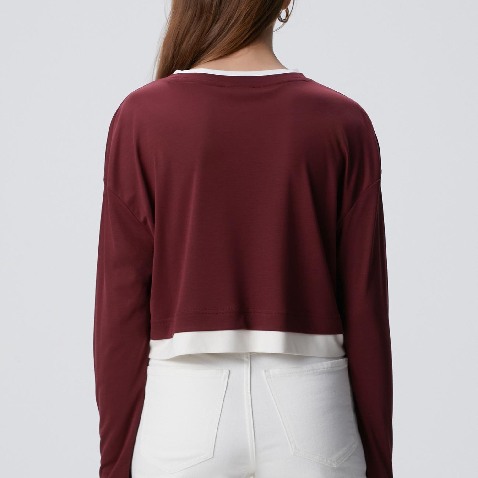 Network Kadın Bordo Çift Renkli T-shirt