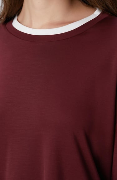  Network Kadın Bordo Çift Renkli T-shirt