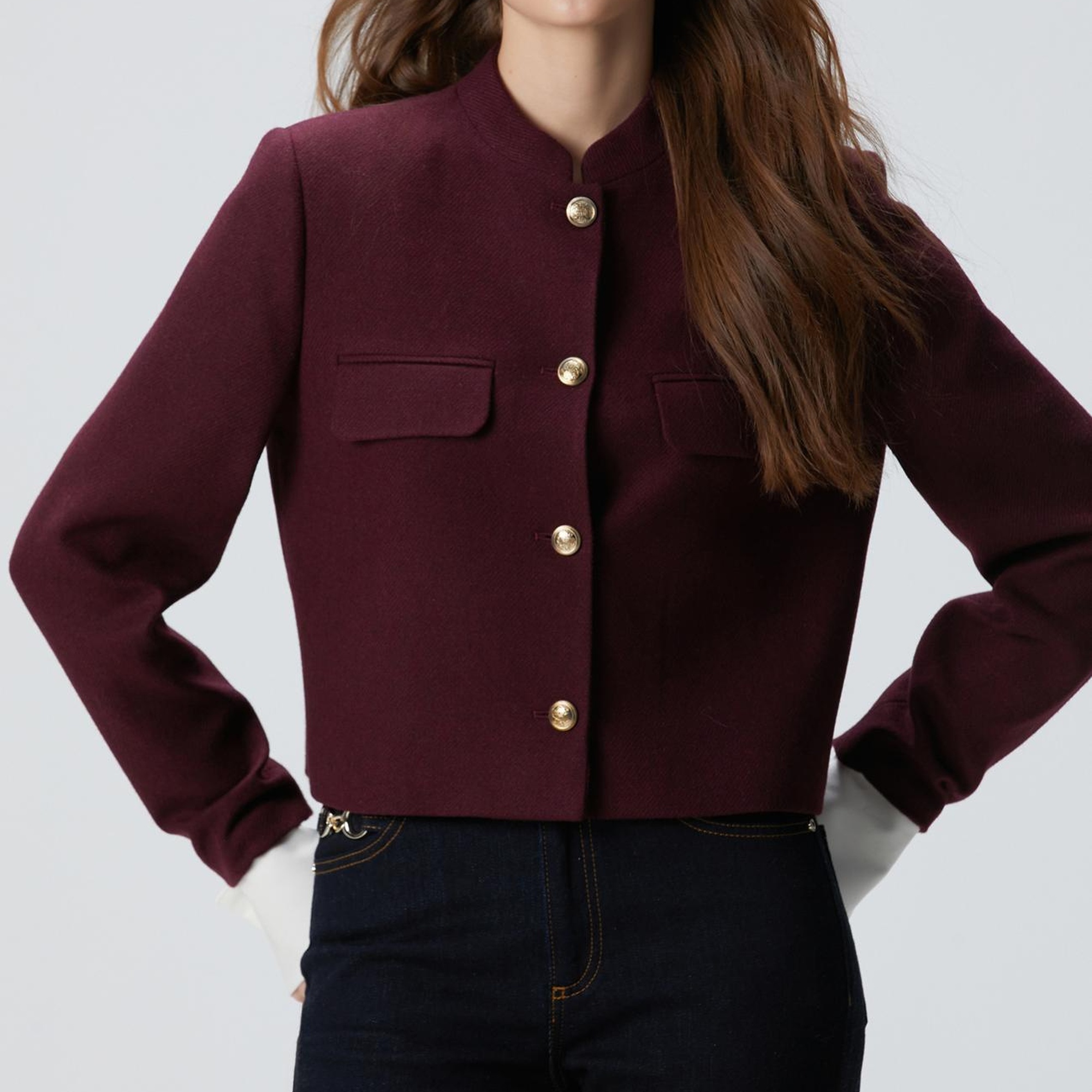 Network Kadın Vişne Yün Karışımlı Ceket