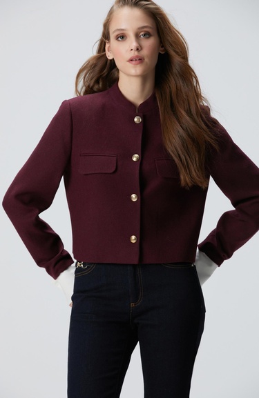  Network Kadın Vişne Yün Karışımlı Ceket