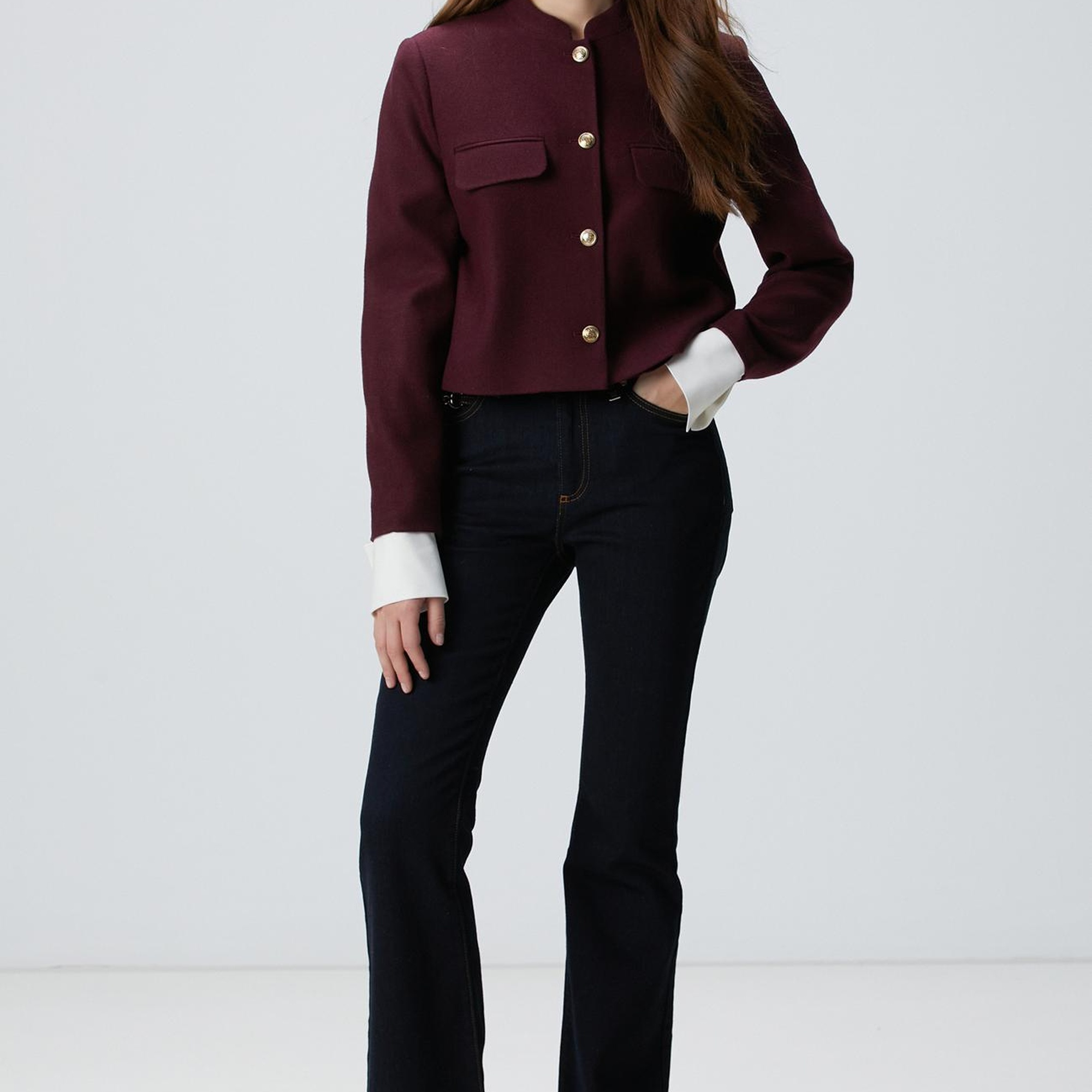 Network Kadın Vişne Yün Karışımlı Ceket