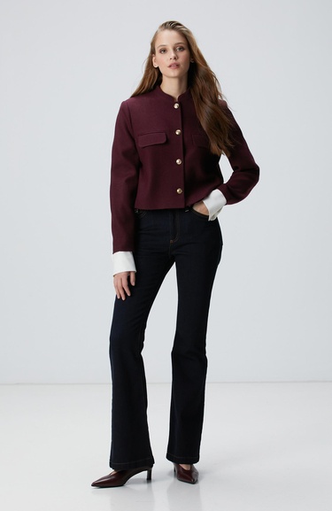  Network Kadın Vişne Yün Karışımlı Ceket