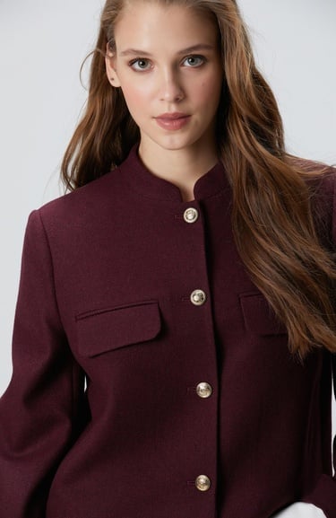  Network Kadın Vişne Yün Karışımlı Ceket