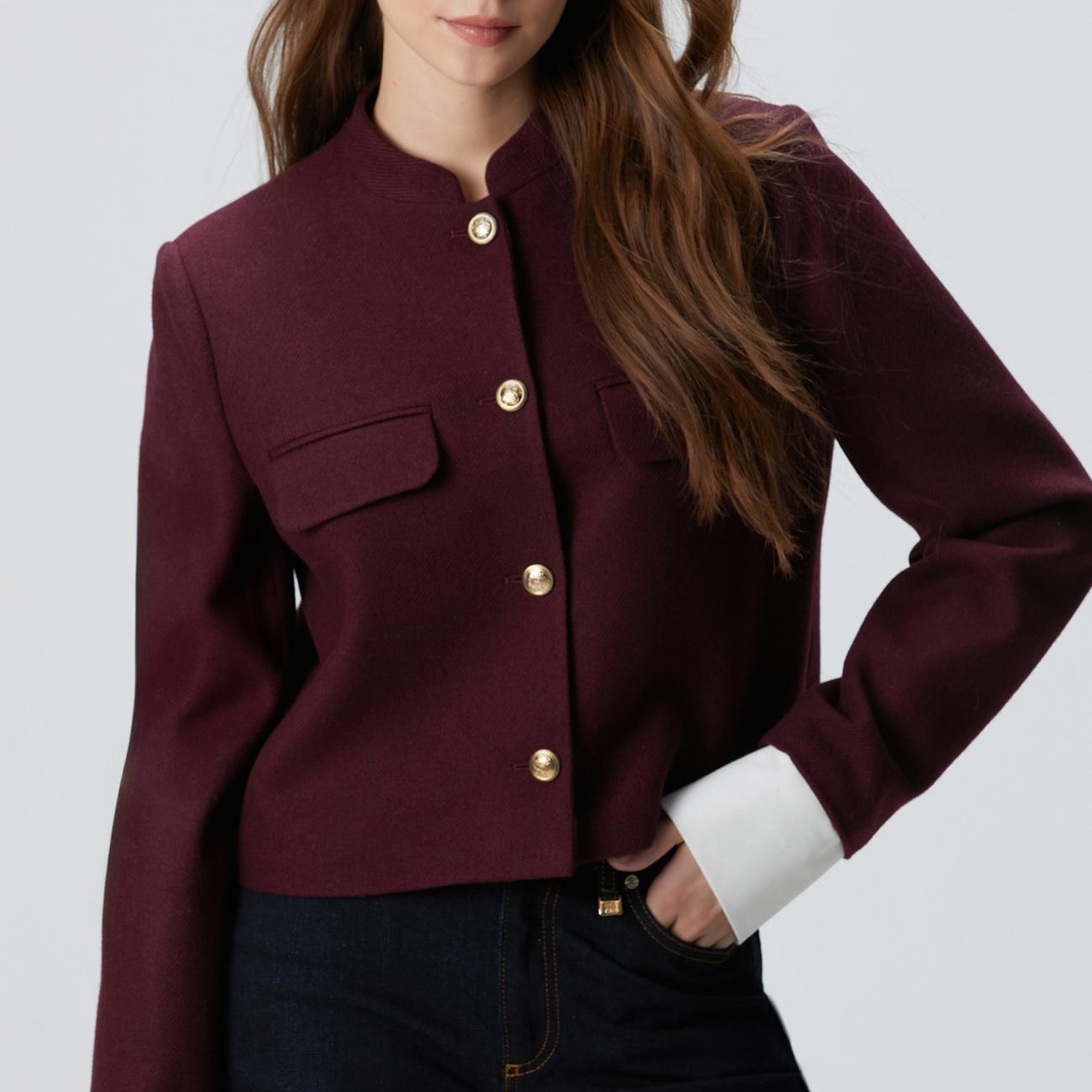 Network Kadın Vişne Yün Karışımlı Ceket