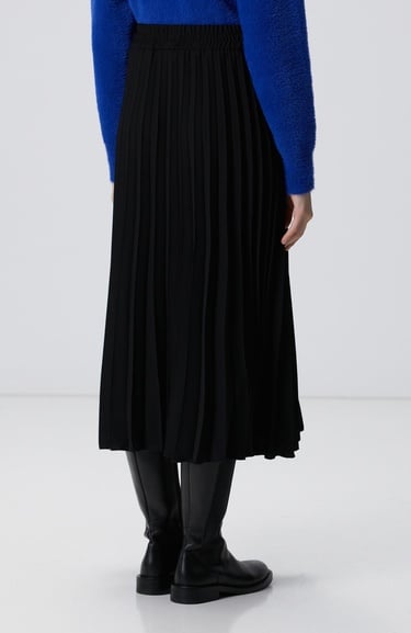  Network Kadın Siyah Piliseli Midi Etek