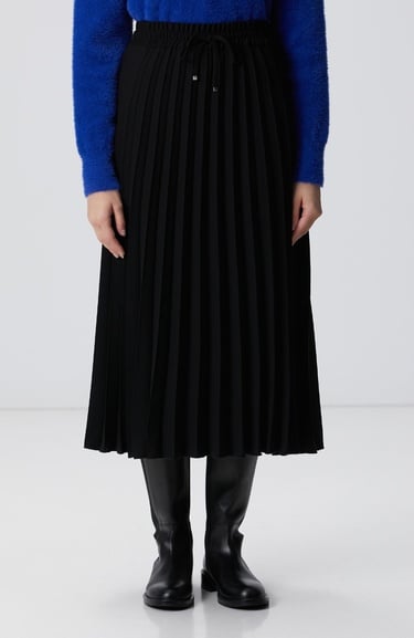  Network Kadın Siyah Piliseli Midi Etek