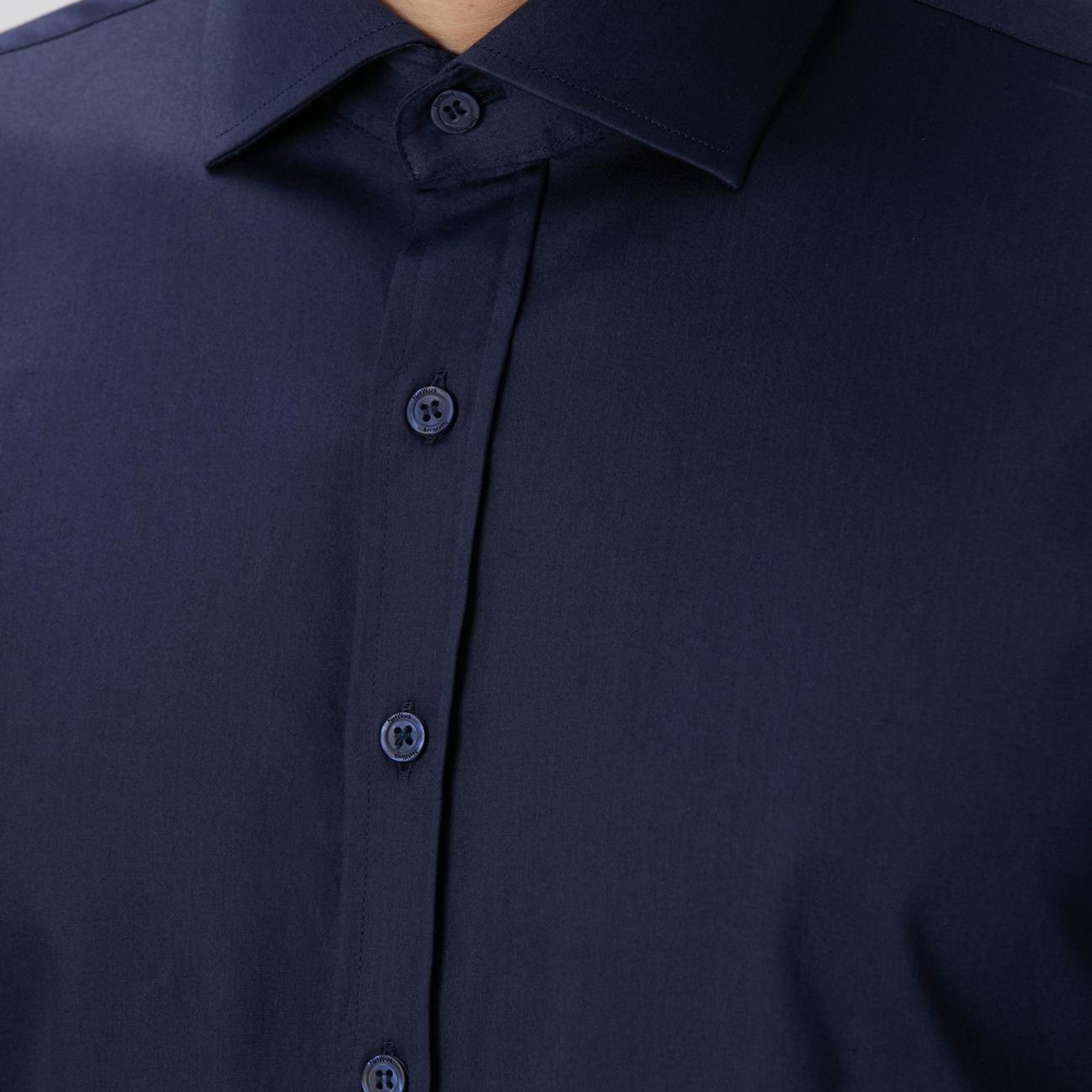 Network Erkek Slim Fit Lacivert Pamuk Saten Gömlek