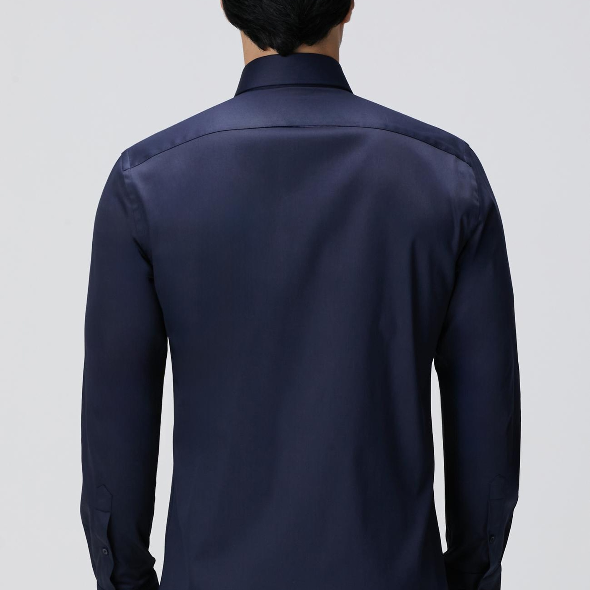 Network Erkek Slim Fit Lacivert Pamuk Saten Gömlek