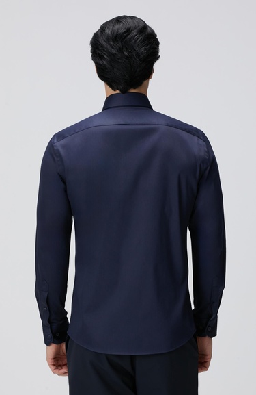  Network Erkek Slim Fit Lacivert Pamuk Saten Gömlek
