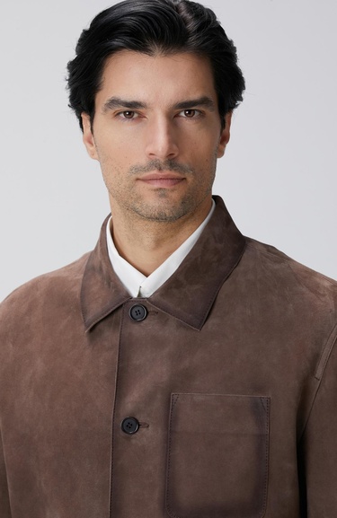  Network Erkek Kahverengi Nubuk Deri Ceket