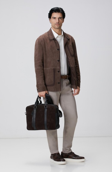  Network Erkek Kahverengi Nubuk Deri Ceket