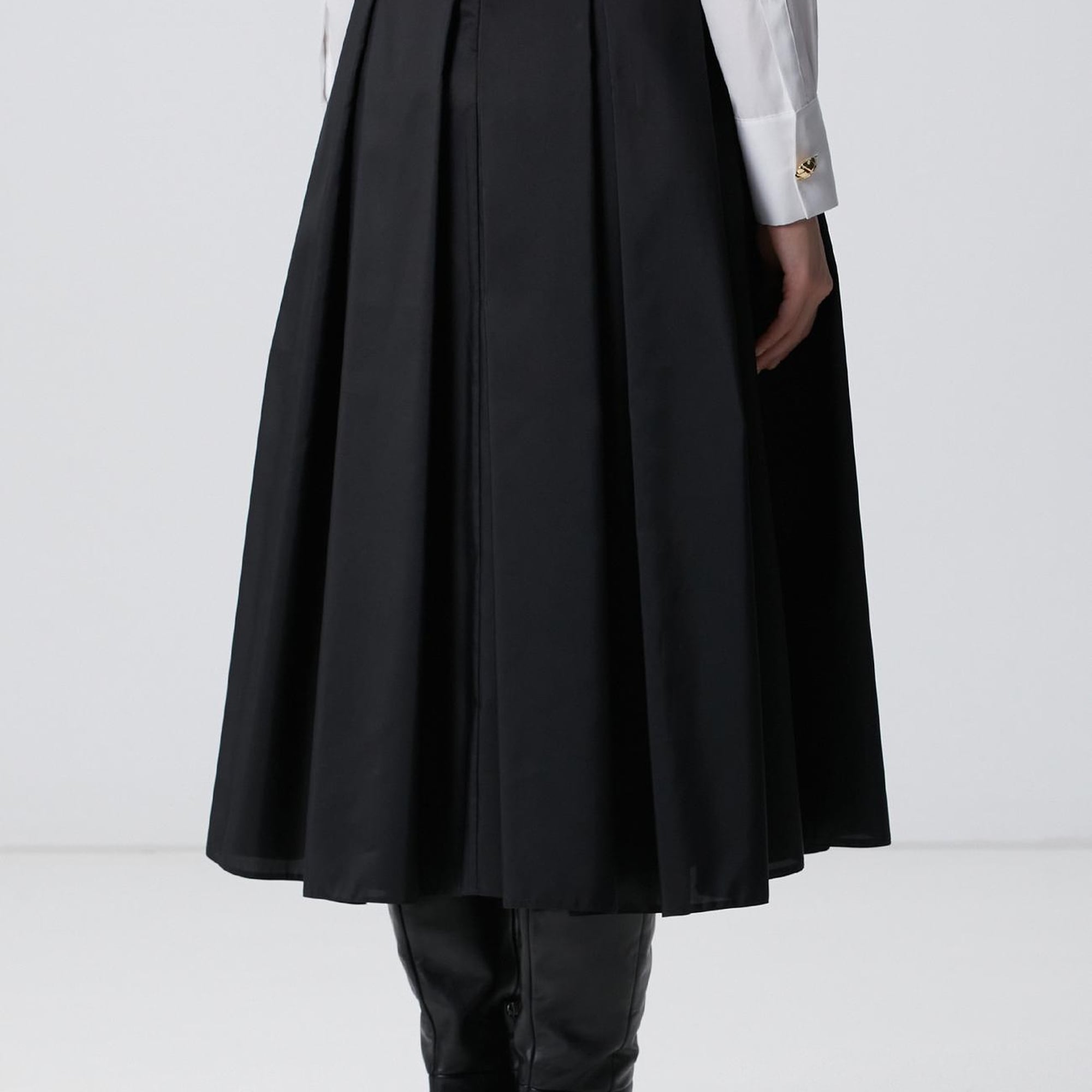 Network Kadın Siyah Midi Pileli Saten Etek