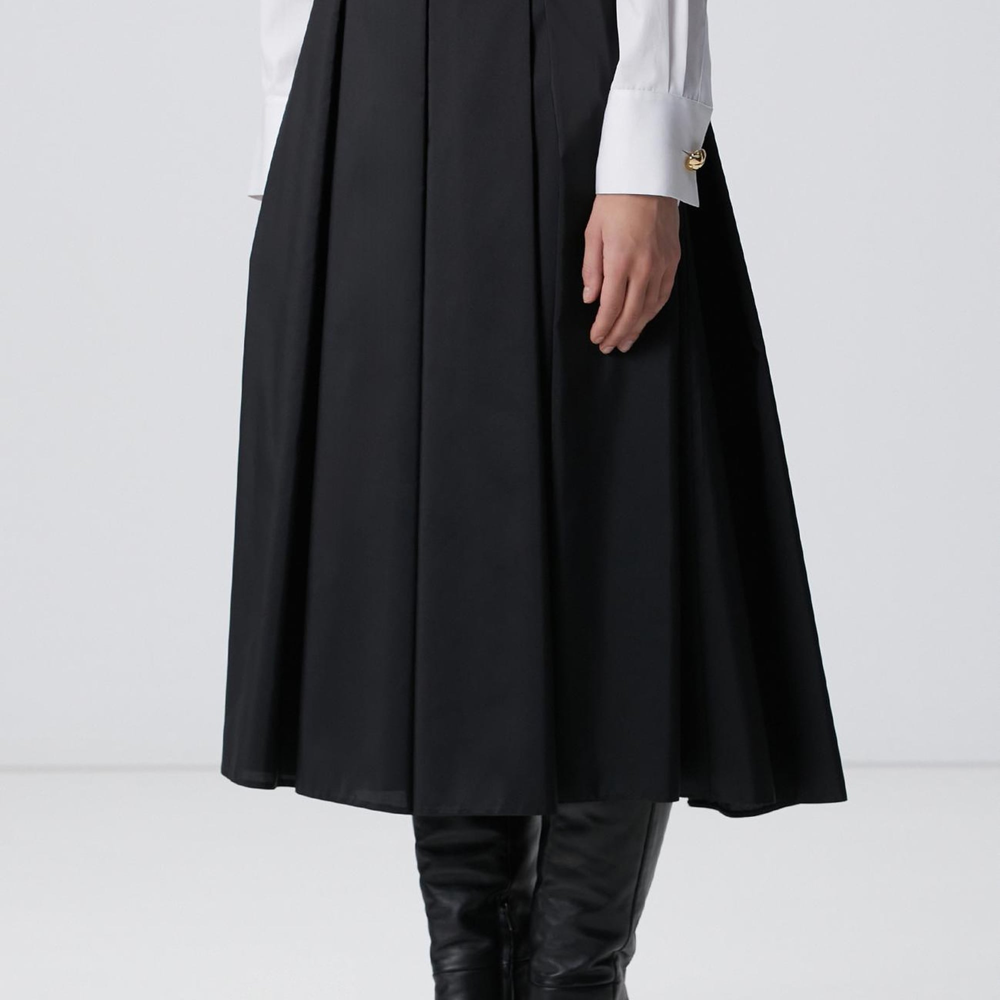 Network Kadın Siyah Midi Pileli Saten Etek