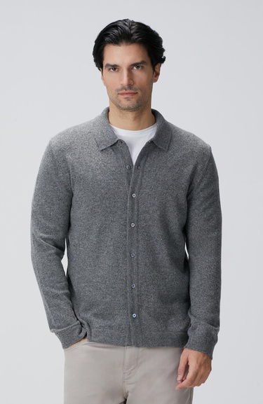  Network Erkek Gri Melanj Yün Karışımlı Triko Hırka