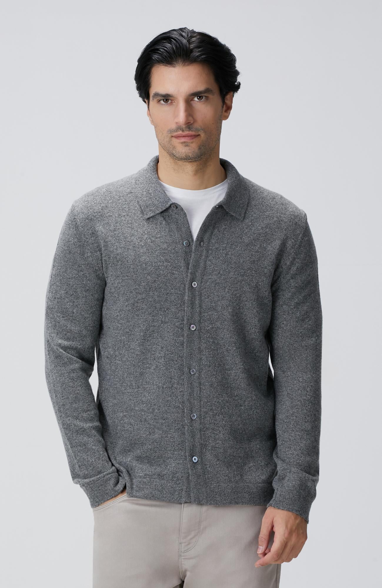  Network Erkek Gri Melanj Yün Karışımlı Triko Hırka