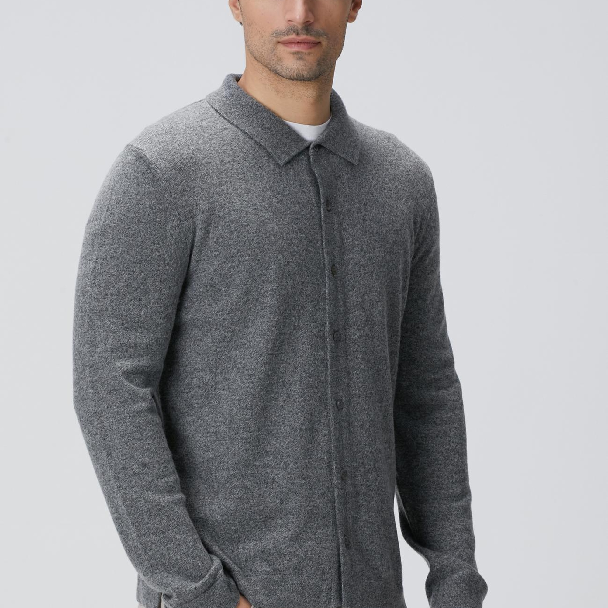 Network Erkek Gri Melanj Yün Karışımlı Triko Hırka