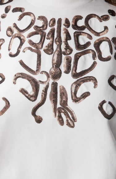  Network Kadın Kırık Beyaz Payetli T-shirt