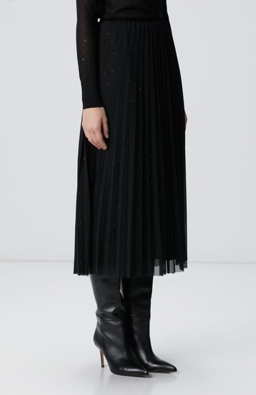  Network Kadın Siyah Payetli Tül Midi Etek