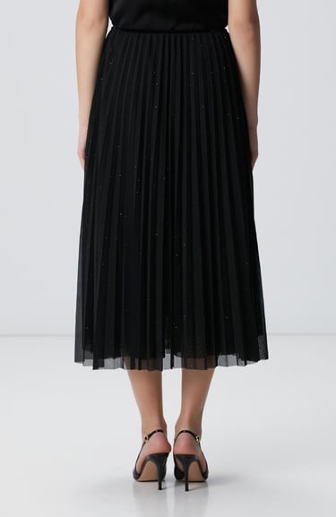  Network Kadın Siyah Payetli Tül Midi Etek