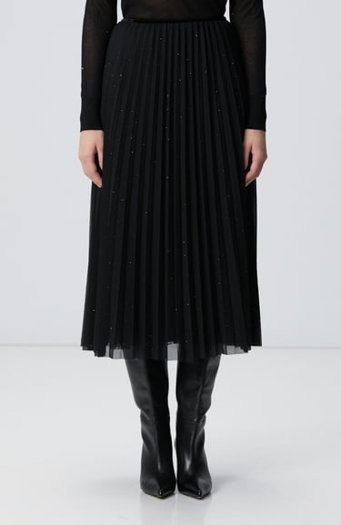  Network Kadın Siyah Payetli Tül Midi Etek