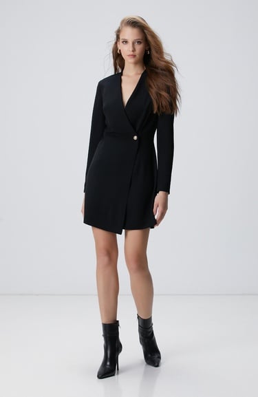  Network Kadın Siyah Aksesuarlı Mini Elbise