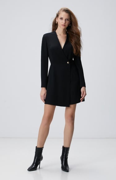  Network Kadın Siyah Aksesuarlı Mini Elbise