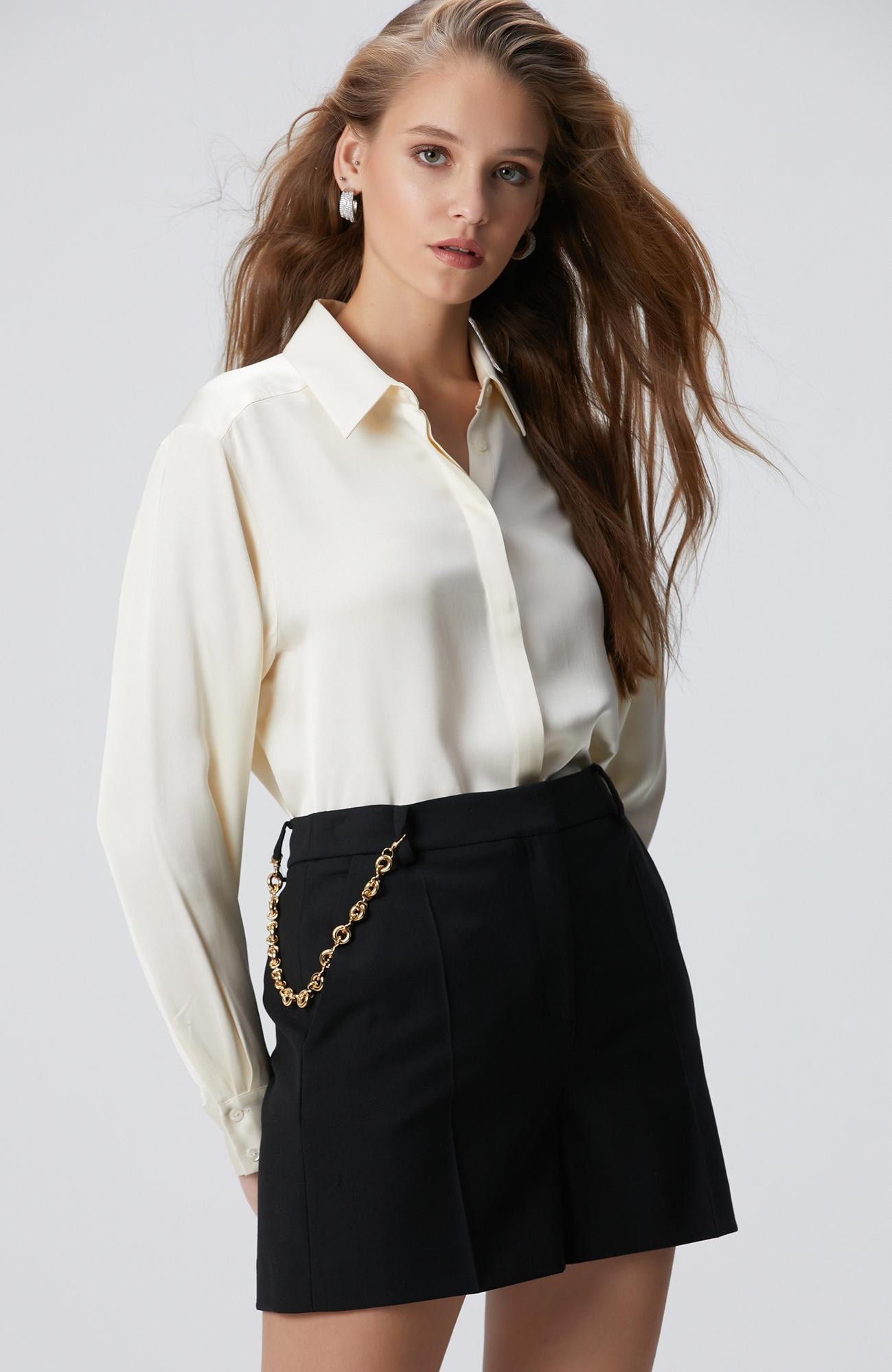  Network Kadın Kırık Beyaz Saten Gömlek