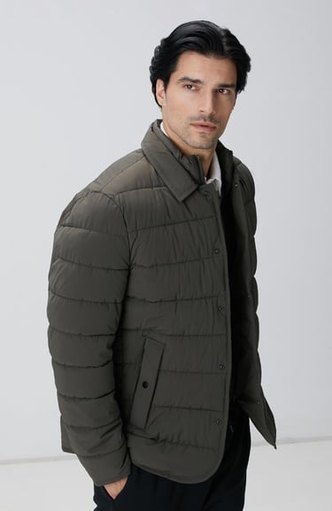  Network Erkek Haki Puffer Coat Ceket