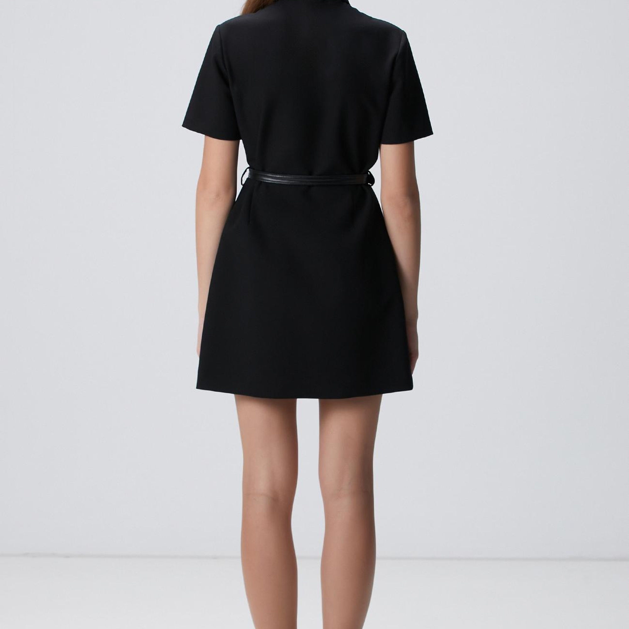 Network Kadın Siyah Kemerli Mini Elbise