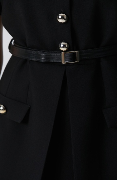  Network Kadın Siyah Kemerli Mini Elbise