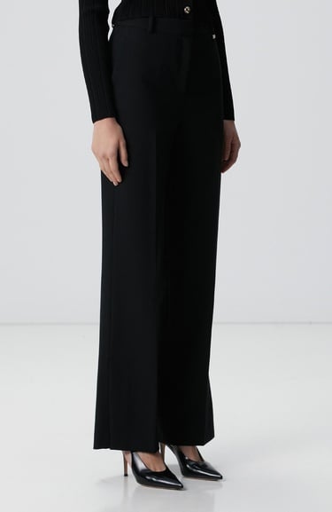  Network Kadın Siyah Paçası Yırtmaçlı Pantolon