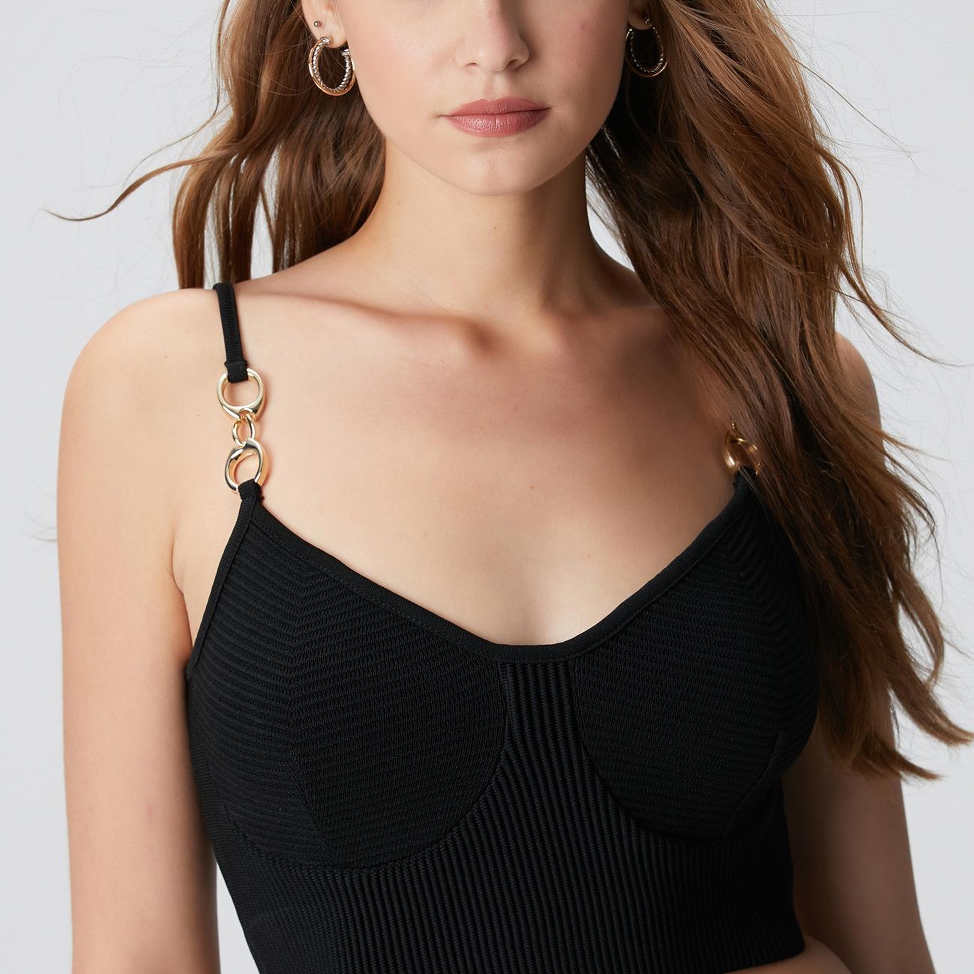 Network Kadın Siyah Aksesuarlı Triko Büstiyer