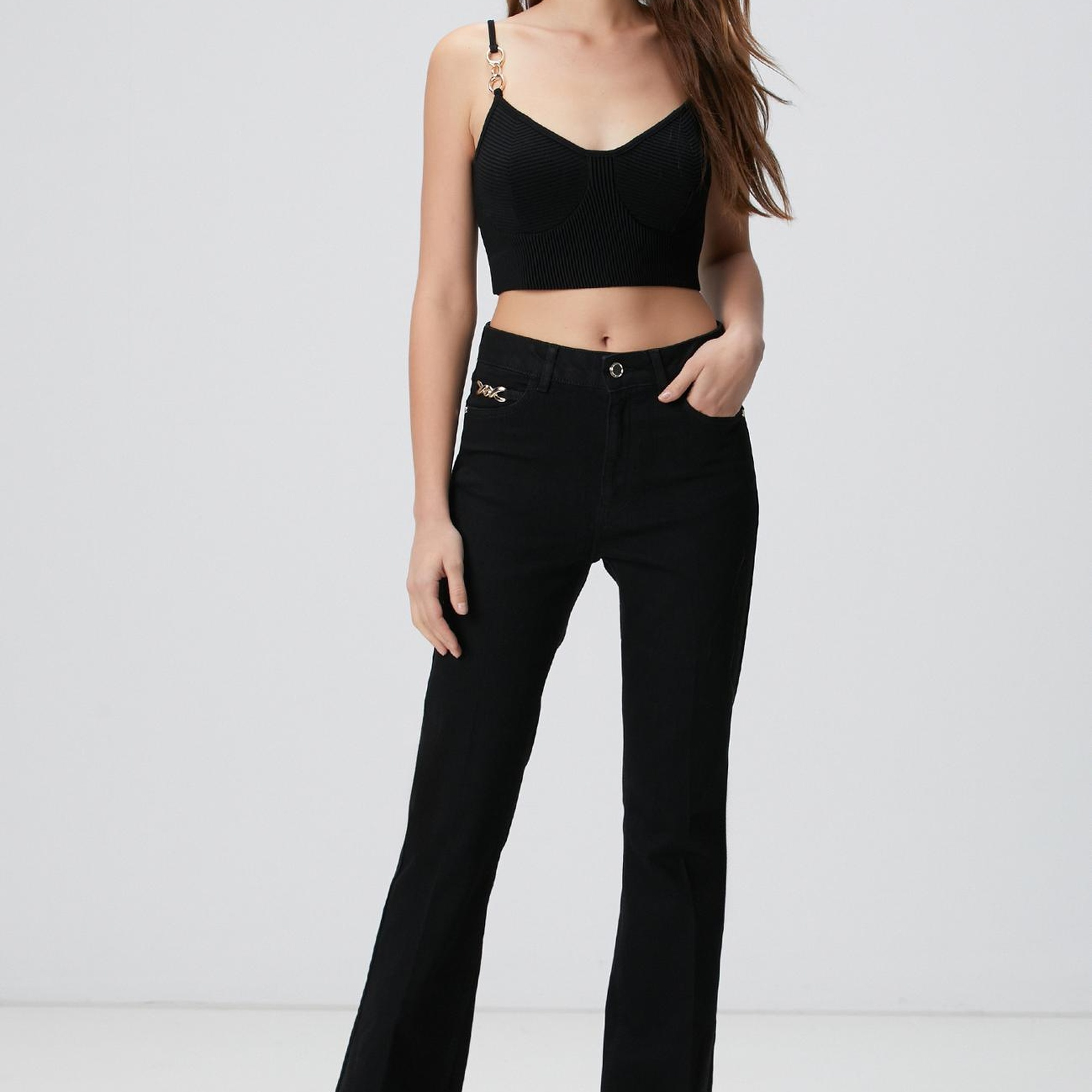 Network Kadın Siyah Aksesuarlı Triko Büstiyer