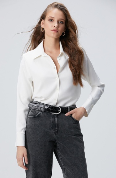  Network Kadın Kırık Beyaz Vatkalı Gömlek