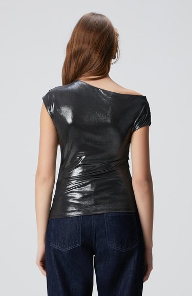  Network Kadın Antrasit Parlak Drapeli Örme Bluz