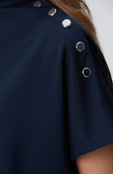  Network Kadın Lacivert Çıtçıt Detaylı T-shirt