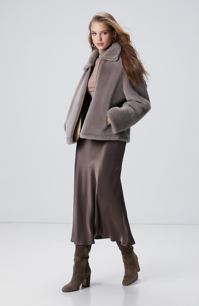  Network Kadın Vizon Midi Saten Etek