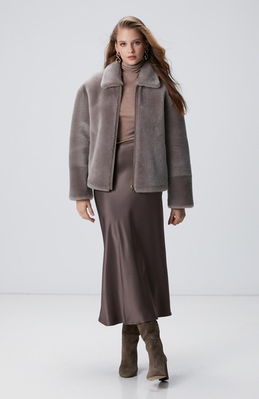  Network Kadın Vizon Midi Saten Etek