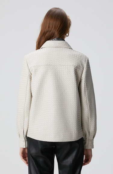  Network Kadın Taş Limited Örgü Desenli Deri Gömlek