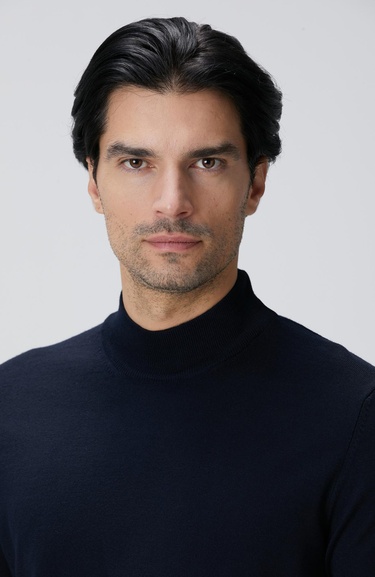  Network Erkek Lacivert Yün Karışımlı Kazak