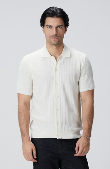  Network Erkek Kırık Beyaz Yün Karışımlı Triko Gömlek