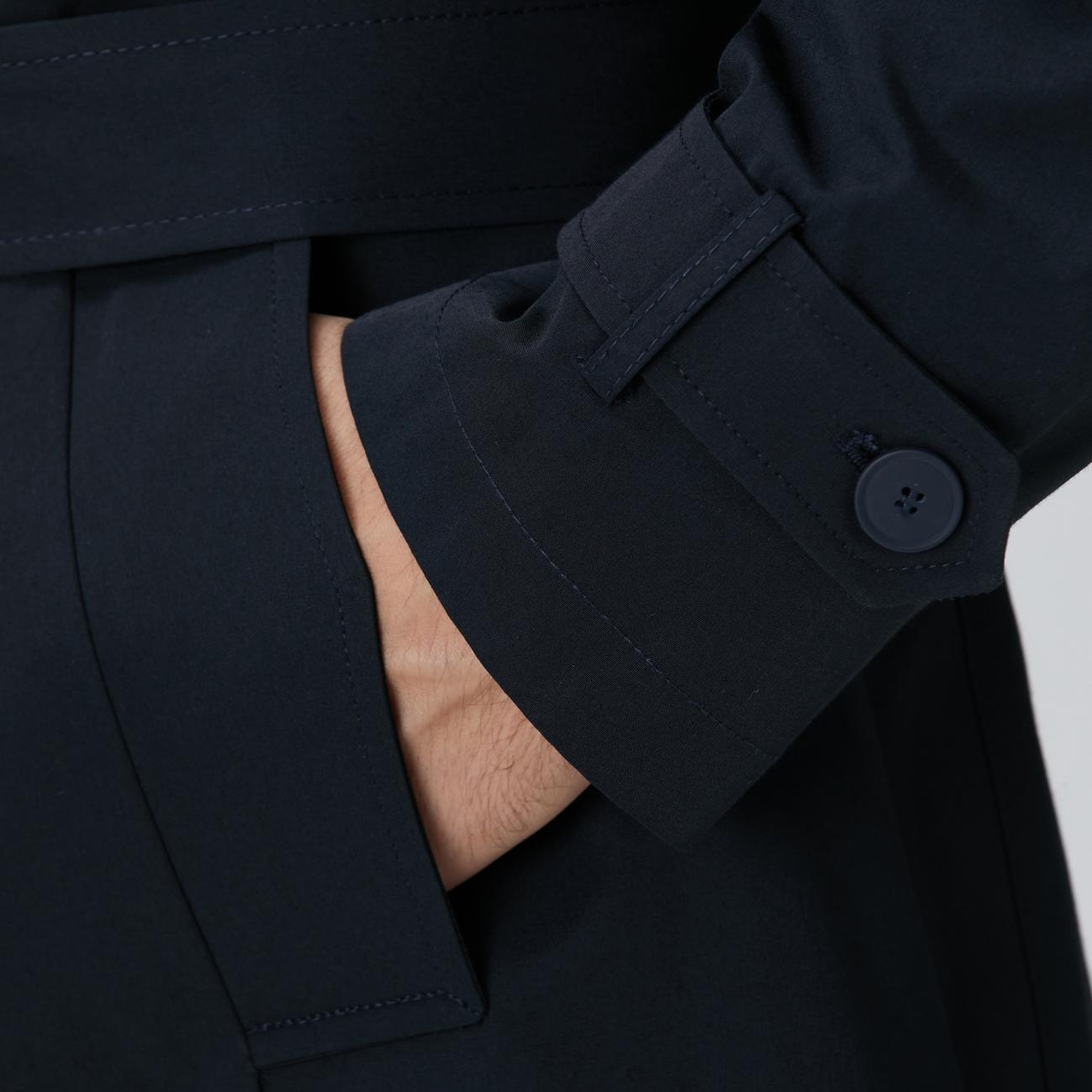 Network Erkek Lacivert Kuşaklı Pardösü