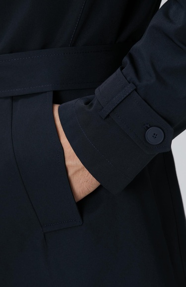  Network Erkek Lacivert Kuşaklı Pardösü