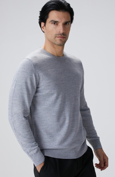  Network Erkek Gri Melanj Yün Karışımlı Triko Kazak