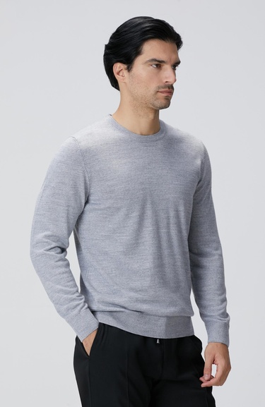  Network Erkek Gri Melanj Yün Karışımlı Triko Kazak