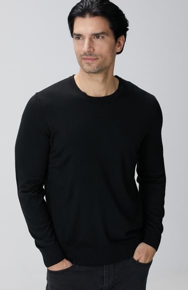  Network Erkek Siyah Yün Karışımlı Triko Kazak