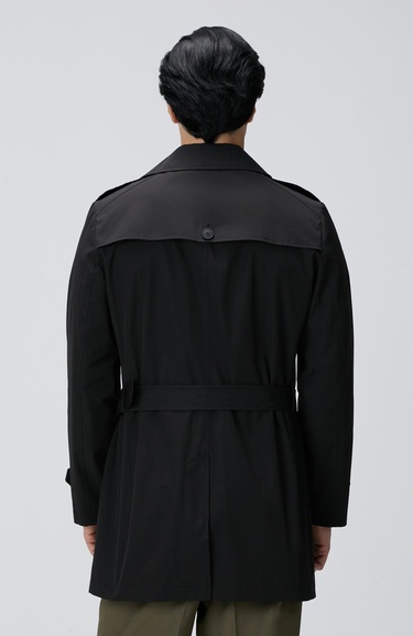 Network Erkek Siyah Kuşaklı Pardösü