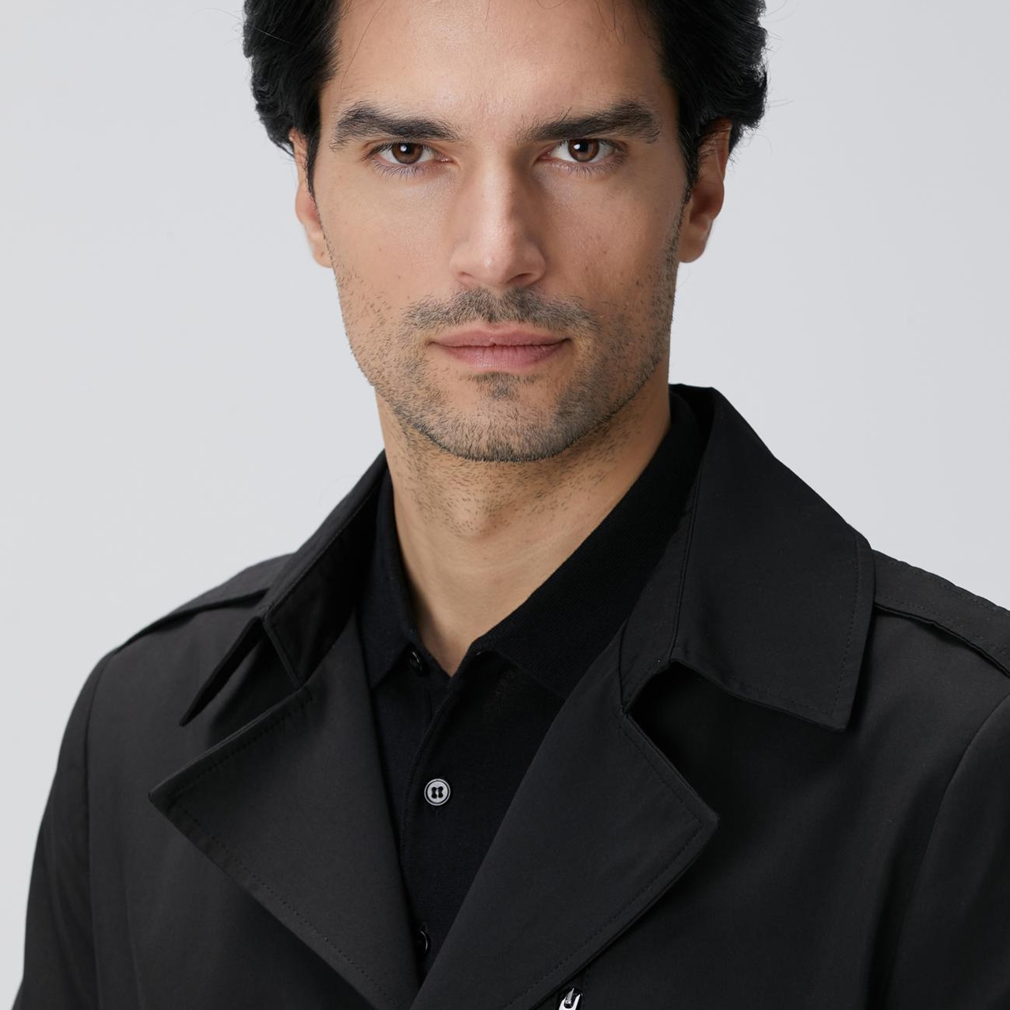 Network Erkek Siyah Kuşaklı Pardösü