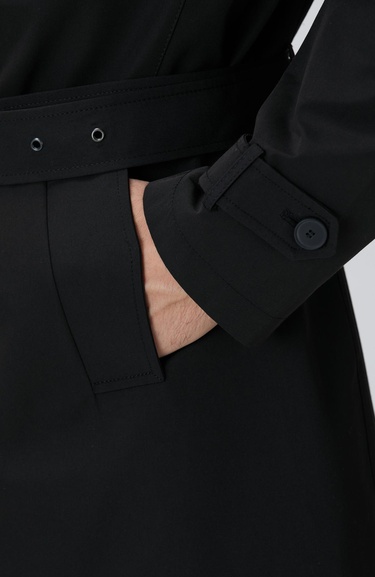  Network Erkek Siyah Kuşaklı Pardösü