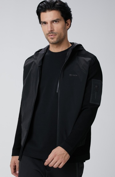  Network Erkek N-Tech Siyah Scuba Detaylı Triko Mont